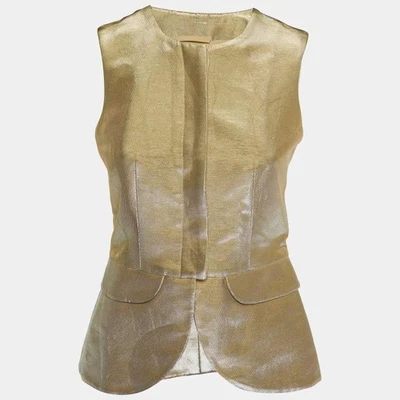Chaleco Emporio Armani Metálico Dorado Lurex Algodón Peplum S Foto 1 de 4