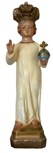Vintage Kind von Prag Jesus Kreidegeschirr Statue von A Prosperi - Bild 1 von 14