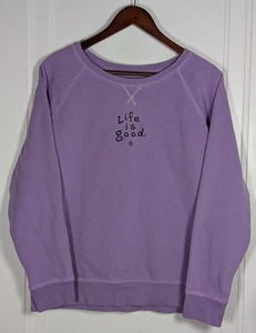 Life Is Good Women's Size Large Pullover Sweatshirt Purple Round Neck Postivity - Picture 1 of 3