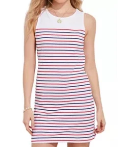 Vineyard Vines Nantucket Stripped Sleeveless Dress White &red Girls Size XL 16 - Picture 1 of 9