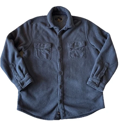 Freedom литейный вафель трикотажа Shacket мужчин M синий шерпа клапан карманы кабины сердечник - Изображение 1 из 4