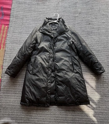 Chaqueta Abrigo Eileen Fisher 80/20 Plumón Pluma Puffer Talla S Cierre a Presión Negra Foto 1 de 4