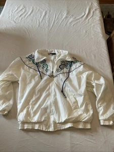 Vintage Blast Jacket Windbreaker ~ Women’s Medium ~ White Swirls Wintery - Picture 1 of 13
