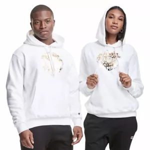 NEW Champion Reverse Weave Spellout Hoodie Hooded Sweatshirt Mens Medium White - Picture 1 of 1