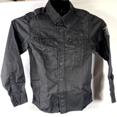 Camisa masculina Tommy Hilfiger manga longa com botões tamanho P/8-10 algodão preta - Imagem 1 de 4