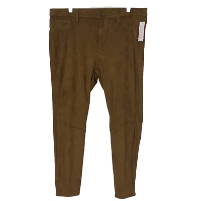 Pantalones elásticos Faded Glory para mujer talla 18 marrón imitación gamuza pierna recta nuevos Foto 1 de 4