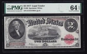 US 1917 $2 Jefferson Legal Tender FR 60 PMG 64 EPQ Ch CU (308) - Picture 1 of 2