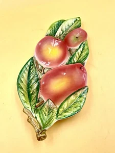  Italian Pottery Majolica Fruit Design Tray Plate Apple - Picture 1 of 6