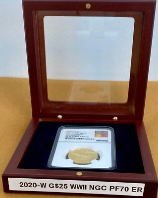 2020 End of World War II 75th Anniversary W $25 Gold Medal PF70 EARLY RELEASES - Image 1 of 4