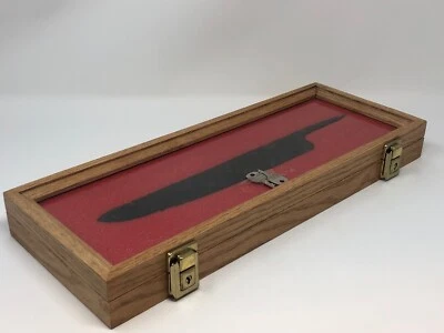 7 X 18 X 2” Oak Wood Display Case perfect For Knives Arrowheads Collectibles - Image 1 of 4