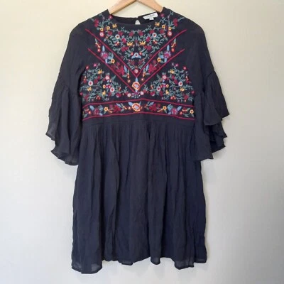 Vestido campesino boho manga campana bordado rayón UMGEE para mujer talla S Foto 1 de 4
