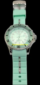 Kyboe! Men's Watch Giant 55MM Stainless Steel Case Green Silicone Band 100M WR - Picture 1 of 6