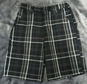 Boys O'NEILL black Gray Plaid chino Board Shorts - Picture 1 of 4