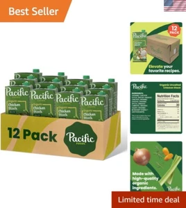 Organic Unsalted Chicken Stock, 32 oz Carton Pack of 12 - Picture 1 of 7