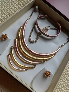 Copper Brass Jewellery Gift Set Necklace & Ear Rings & Bracelet Bargain 3 items - Picture 1 of 8
