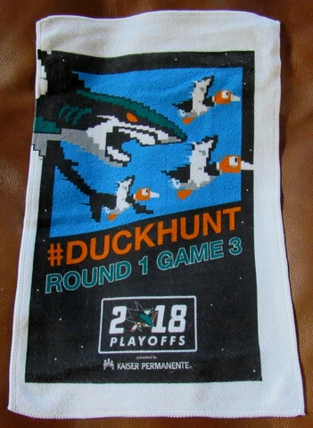 San Jose Sharks Rally Towel DUCKHUNT 2018 Playoffs Rd 1 Game 3 SGA Giveaway Cover