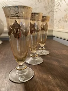 Set of (3) Arte Italic MEDICI GOLD Fluted Champagne Glasses - Picture 1 of 5