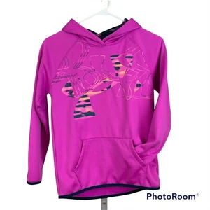 UNDER ARMOUR Purple ColdGear Fleece Hoodie Girls Large 12-14 Printed Logo - Picture 1 of 3