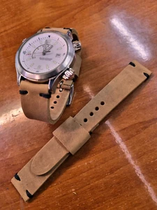 UHRENARMBAND 20 18 MM SAVAGE I TAUPE LEDER BRAUN MA STRAP VINTAGE FÜR TUDOR ETC - Picture 1 of 13