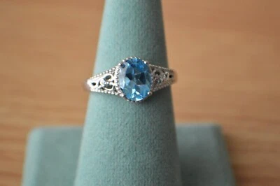 2.14ct Marambia Blue Topaz / Zircon Ring Platinum over Sterling Silver Size 9 - Image 1 of 4