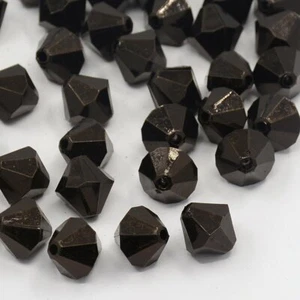 Black Bicone Beads Acrylic 8mm BULK Faceted Wholesale 50pcs - Picture 1 of 1