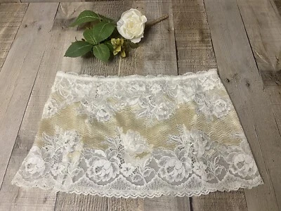 NEW Victoria's Secret Beige Ivory Lace Sexy Sheer Garter Belt w/Thong SZ S - Image 1 of 4
