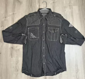 Affliction schwarzes Premium Freizeithemd mit Knopfleiste blau Herren Größe XL - Bild 1 von 9