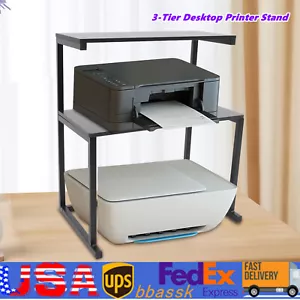3 Tier Iron Printer Stand Desk Shelf Storage Home/Office/Computer Organizer US - Picture 1 of 12
