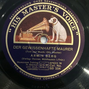 ARMIN BERG: Der gewissenhafte Maurer / Der Überzieher (HMV BB 204 / 12" / NM) - Bild 1 von 2