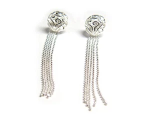 Ohrring. Ohranhänger. Ohrstecker. 925er Silber. Kettchen. Rose. Blume. 70x16mm. - Picture 1 of 3