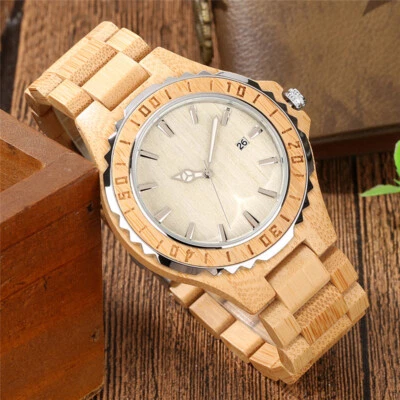 Novel Nature Wood Watch Men's Analogue Quartz Wristwatch Full Wooden Strap reloj - Image 1 of 4