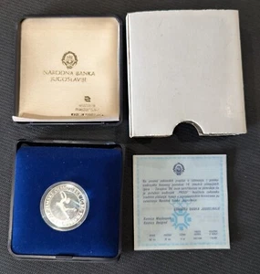 1983 Yugoslavia Silver Proof 100 Dinara Winter Olympics Figure Skating In Box - Picture 1 of 5
