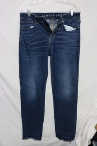 American Eagle Men’s Dark Blue Wash Denim Jeans Original Straight 31W 32L - Picture 1 of 5