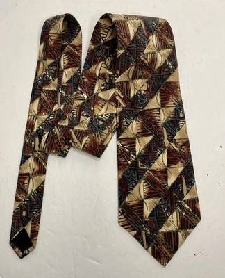 Corbata para hombre Gian Franco Ferretti 100 % seda multicolor geométrica Italia 58”x4” Foto 1 de 4