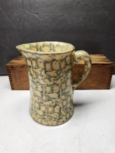 EARLY YELLOW WARE SPONGEWARE POTTERY PITCHER - Picture 1 of 3