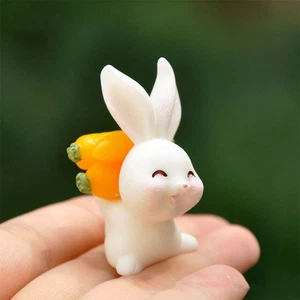 6pcs Small Resin Craft Easter Ornaments Small Rabbit Figurines Micro Ornaments - Picture 1 of 12