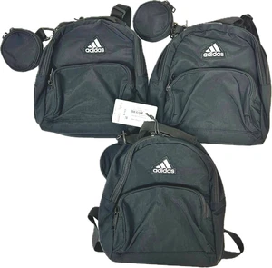 Lot of 3Adidas Must Have Mini Backpack & Coin Bag Set Black White Travel B20 NWT - Picture 1 of 11