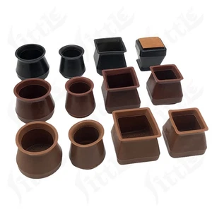 12-30 Pcs Silicone Chair Leg Floor Protectors Caps Covers Felt Transparent/Black - Picture 1 of 8