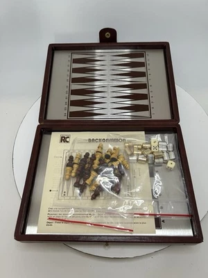 RC Creations Travel Chess & Backgammon Board Game Faux Leather Case Magnetic - Image 1 of 4