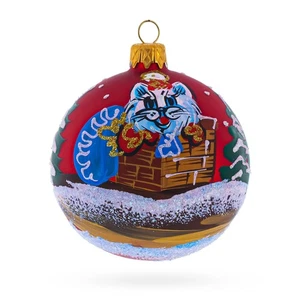 Cat in Chimney Glass Ball Ornament 3.25 Inches - Picture 1 of 5