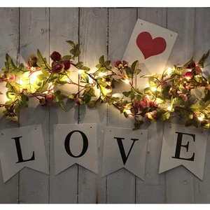20 LED Rose Flower String Lights - 7.2ft Artificial Flower Garland with Fairy... - Picture 1 of 7