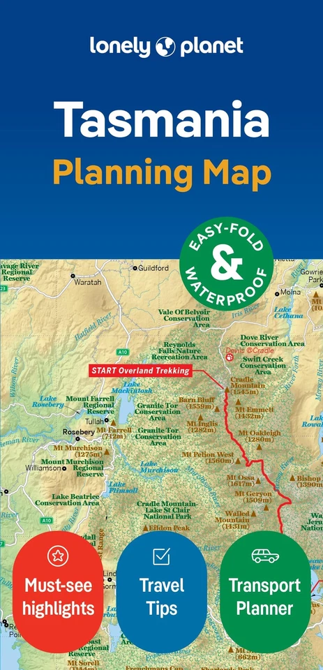 Lonely Planet Tasmania Planning Map by Lonely Planet | Sheet Map | 2024 - Image 1 of 1