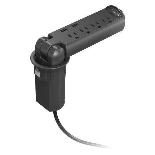 Mooreco Outlet Strip, Surge, USB, 4 5-15R, 5-15P, 10 ft., Black 66666 Mooreco - Image 1 of 2