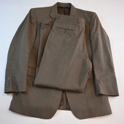 Jos A Bank 42R 34x30 Brown Houndstooth 100% Wool Mens Jacket Pants Suit - Image 1 of 4