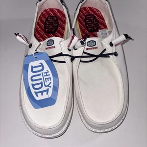 Zapato para mujer Hey Dude 41096-1LB Wendy Americana Off White talla W10 ¡NUEVO! - Imagen 1 de 5