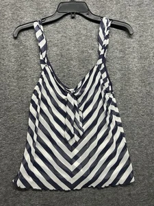 Victoria’s Secret Womens Sleeveless Sheer Mesh Tank Top Medium Striped Blouse V - Picture 1 of 4