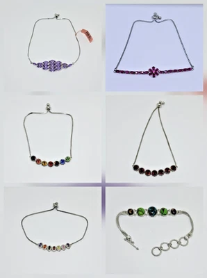 Shop LC Karis Platinum Bond Gemstone 6 Piece Bracelet Jewelry Lot - Image 1 of 4