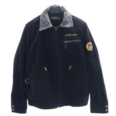 LOST CONTROL Chaqueta Pana 2 Negro Cuello Cuero Hombre Foto 1 de 4