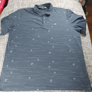 Travis Mathew Mens Black Palm Trees Golf Polo Shirt Size 3XL Casual - Picture 1 of 8