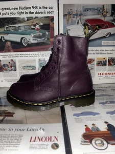 BRILLANT!!! Dr Martens Pascal Lila Leder Stiefel Größe UK 4 - Bild 1 von 11